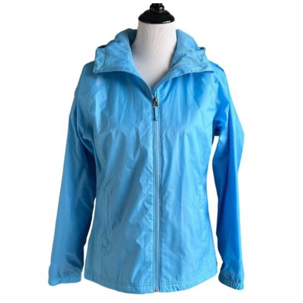 L.L. Bean Hooded Rain Jacket Light Blue large Reg